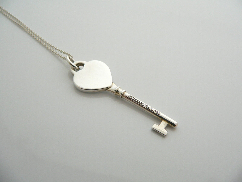 Tiffany Co Silver Return to Tiffany Heart Key Necklace Pendant 20