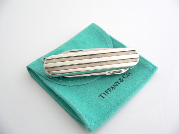 Tiffany & Co Sterling Silver Atlas Stripe Swiss Knife Gift Pouch Love Rare