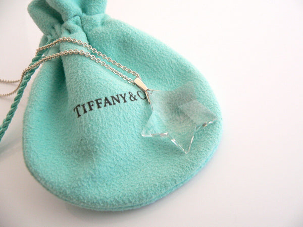 Tiffany & Co Silver Rock Crystal Star Necklace Pendant Chain Gift Pouch Love