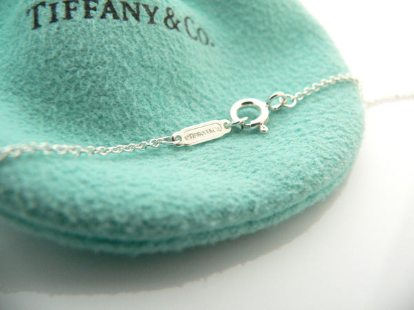 Tiffany & Co Silver Blue Enamel Shopping Bag Necklace Charm Pendant Gift Pouch