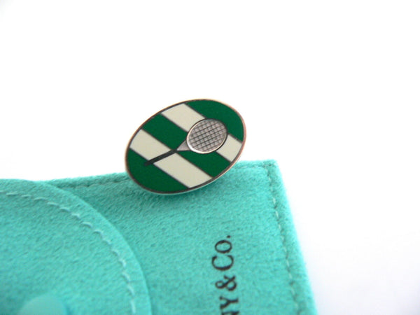 Tiffany & Co Tennis Cufflinks Silver Green White Enamel Cuff Link Gift Sport Art