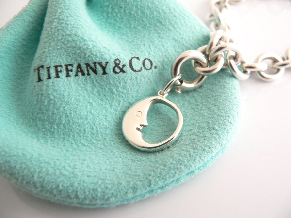 Tiffany & Co Silver Moon Bracelet Bangle Charm Pendant Chain Gift Pouch Love