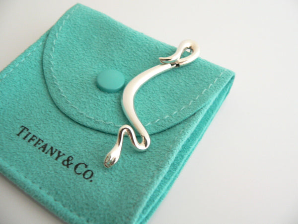 Tiffany & Co Silver Peretti Snake Dangling Dangle Earrings 2 Inches Gift Pouch