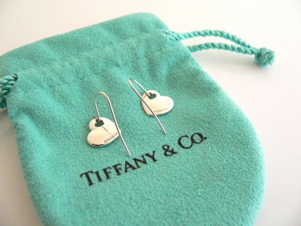 Tiffany & Co Silver Double Heart Dangle Dangling Earrings Rare Gift Pouch Love