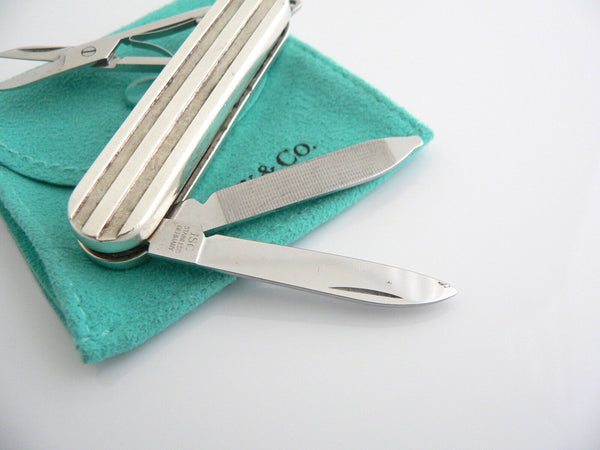 Tiffany & Co Sterling Silver Atlas Stripe Swiss Knife Gift Pouch Love Rare