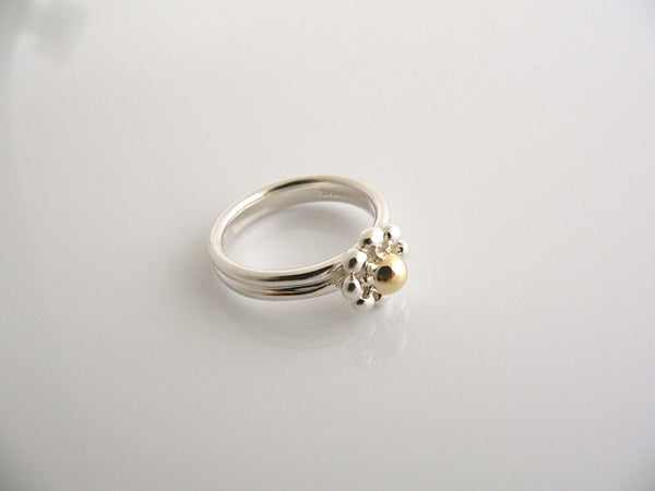 Tiffany & Co Silver 18K Gold Picasso Jolie Flower Bead RIng Band Sz 6 Gift Love