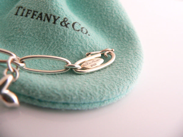 Tiffany & Co Silver Peretti Dove Heart Bean Star Charm Bracelet Gift Pouch Love