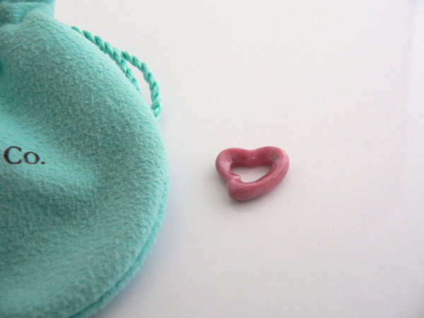 Tiffany & Co Peretti Pink Rhodonite Heart Charm Pendant Mint Gift Pouch Love