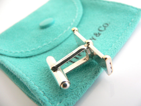 Tiffany & Co Silver Gold Bar Column CuffLinks Cuff Links Gift Pouch Love