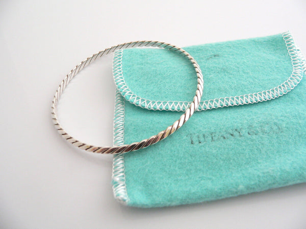 Tiffany & Co Twist Bangle Bracelet Stack Blue Pouch Twirl Line Edge Gift Love