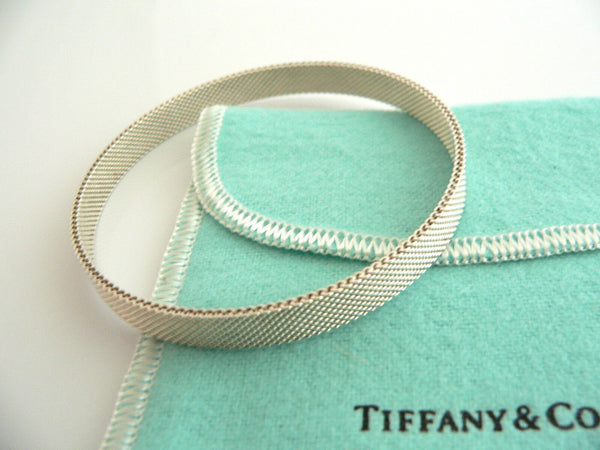 Tiffany & Co Silver Somerset Mesh Weave Bangle Bracelet Gift Pouch Love Art