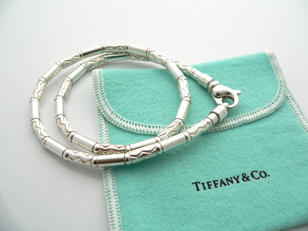 Tiffany & Co Carved Bead Necklace Silver Chain Gift Pouch Love Statement T Co