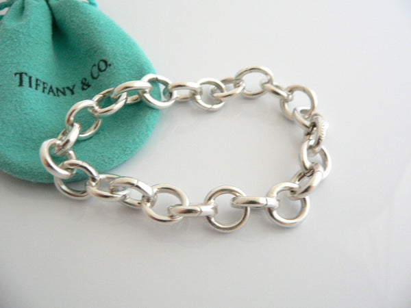 Tiffany & Co Silver Circles Link Clasp Charm Bracelet Bangle 8 Inch Gift Love