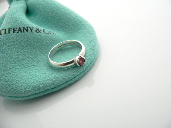 Tiffany & Co Silver Pink Tourmaline Ring Band Sz 4.75 Gemstone Stacking Gift
