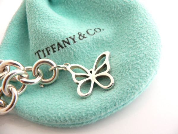 Tiffany & Co Silver Nature Butterfly Bracelet Bangle Charm Clasp Gift Pouch Love