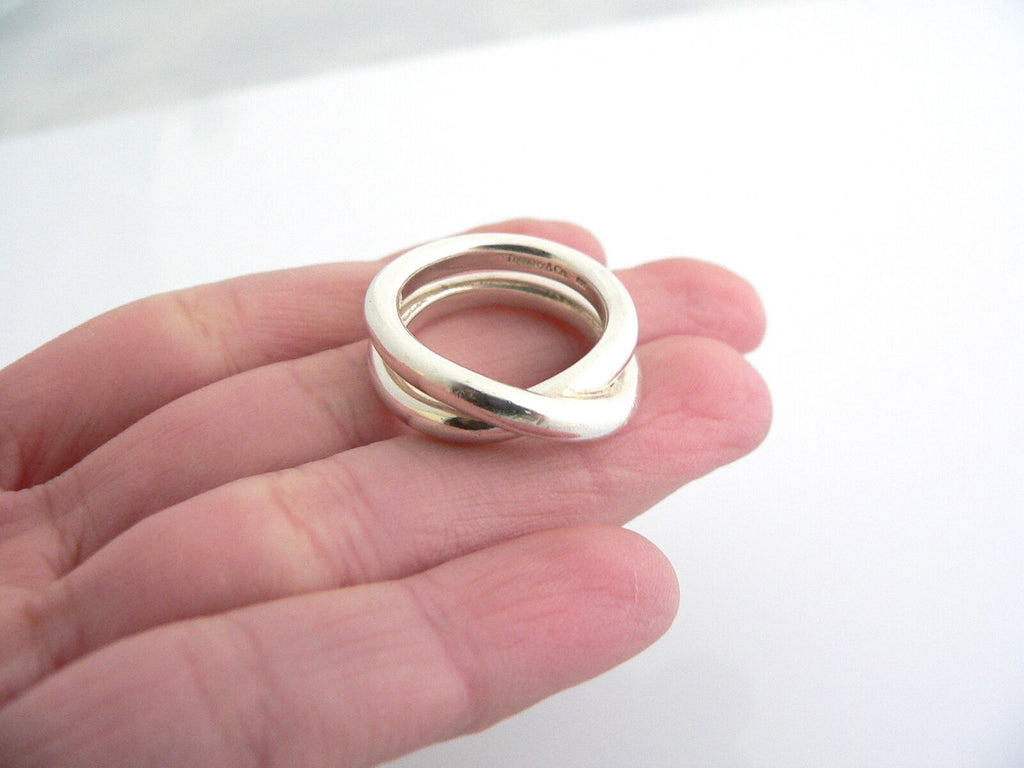 Tiffany Co Silver Infinity Ring Band Sz 6.25 Crossover Le Cercle