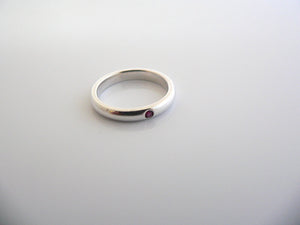 Tiffany & Co Silver Peretti Ruby Ring Stacking Gemstone Band Sz 5 Gift Love