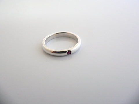 Tiffany & Co Silver Peretti Ruby Ring Stacking Gemstone Band Sz 5 Gift Love