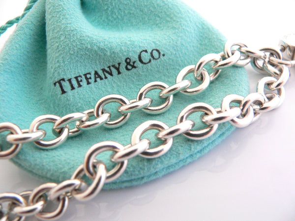 Tiffany & Co Silver Return Heart Padlock Charm Bracelet Bangle Gift Pouch Love