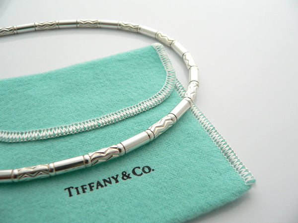 Tiffany & Co Carved Bead Necklace Silver Chain Gift Pouch Love Statement T Co