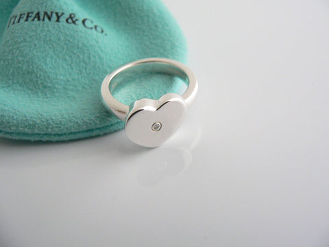 Tiffany & Co Silver Picasso Diamond Modern Heart Ring Band Sz 6 Gift Love Pouch