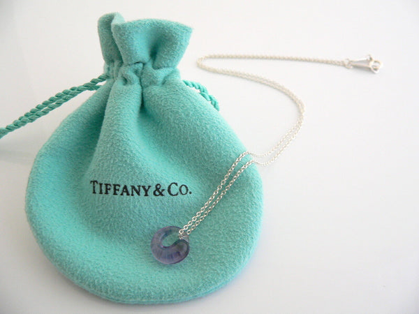 Tiffany & Co Amethyst Eternal Circle Necklace Pendant Charm Chain Silver Peretti