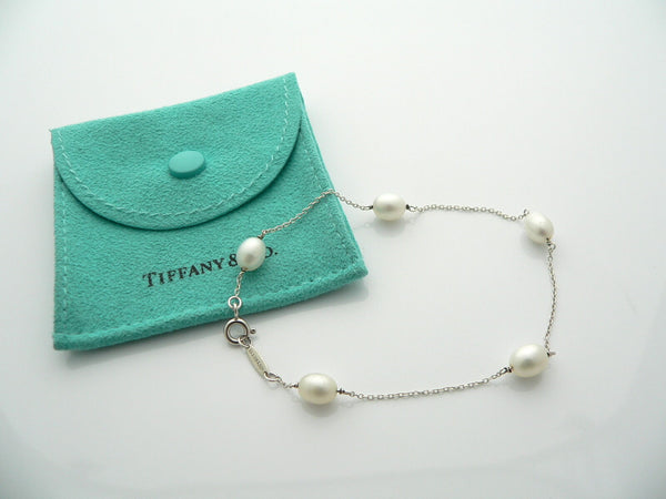 Tiffany & Co Silver Peretti Pearls by the Yard Bracelet 7.8 Inch Gift Pouch Love