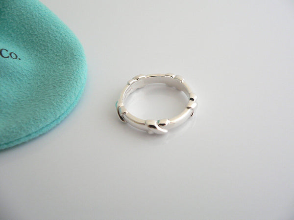 Tiffany & Co Signature X Stacking Ring Band Sz 8.75 Rare Mint Sterling Silver Gift Pouch