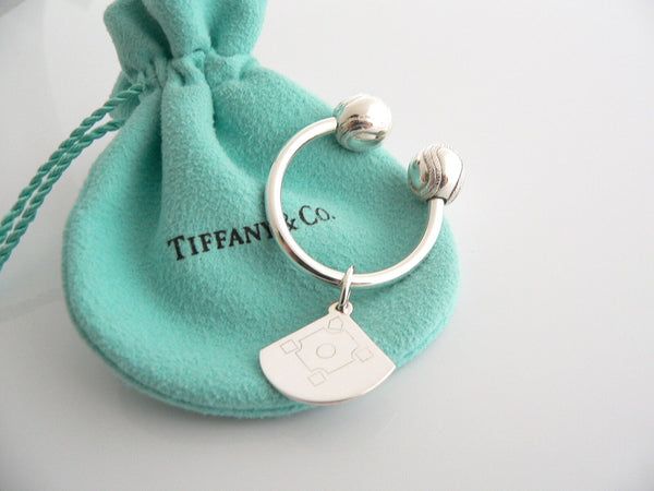 Tiffany & Co Silver Baseball Ball Diamond Key Ring Key Chain Keychain Gift Pouch