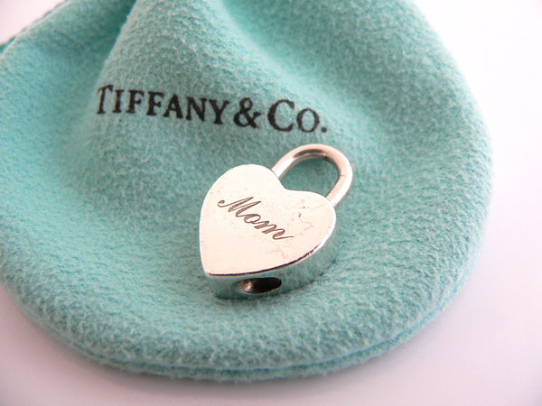 Tiffany & Co Silver Mom Heart Padlock Charm Bracelet Open Links Gift Pouch Love