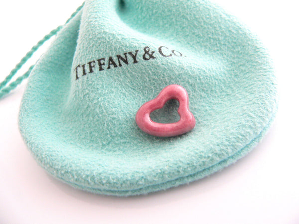 Tiffany & Co Peretti Pink Rhodonite Heart Charm Pendant Mint Gift Pouch Love