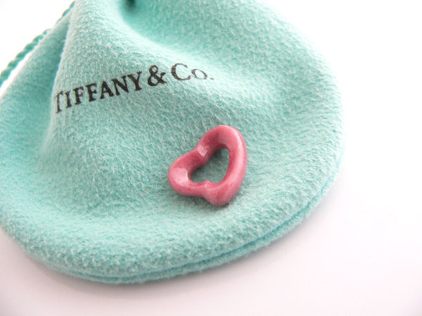 Tiffany & Co Peretti Pink Rhodonite Heart Charm Pendant Mint Gift Pouch Love