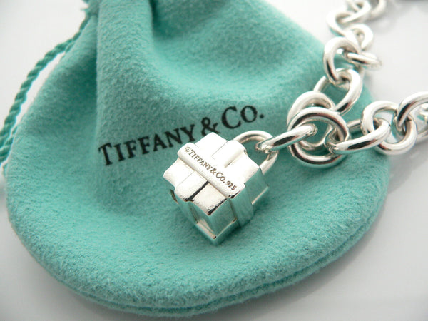 Tiffany & Co Silver Signature Gift Box Bracelet Ribbon Bow Charm Gift Pouch