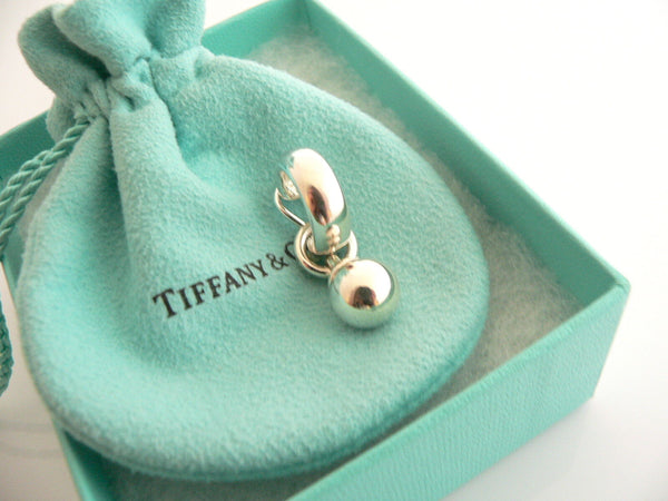 Tiffany & Co Silver Fascination Ball Bead Dangling Dangle Earrings Gift Pouch