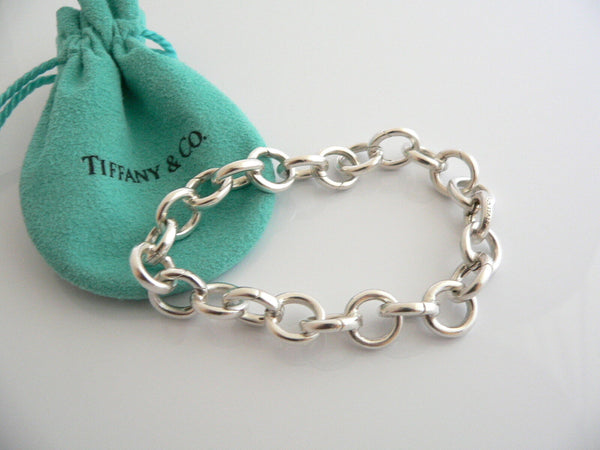 Tiffany & Co Silver Circles Link Clasp Charm Bracelet Bangle 8 Inch Gift Love