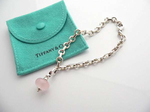 Tiffany & Co Donut Bracelet Pink Quartz Charm Rose Bangle Link Chain Love Gift