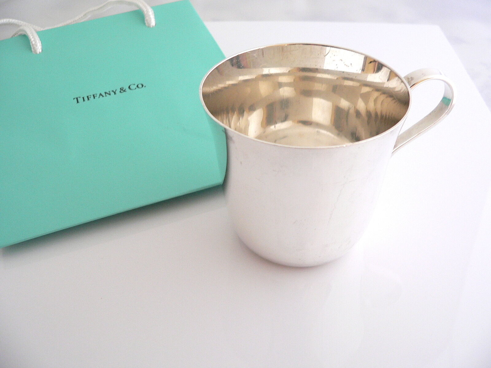 Tiffany & Co Baby Cup Sterling Baby Shower Christening Hierloom Gift Bag Present