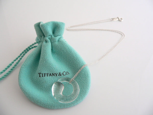 Tiffany & Co Silver Peretti Large Rock Crystal Eternal Circle Necklace Gift Love