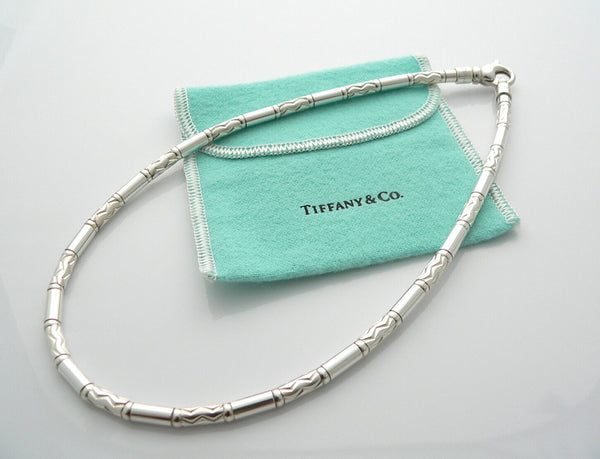 Tiffany & Co Carved Bead Necklace Silver Chain Gift Pouch Love Statement T Co