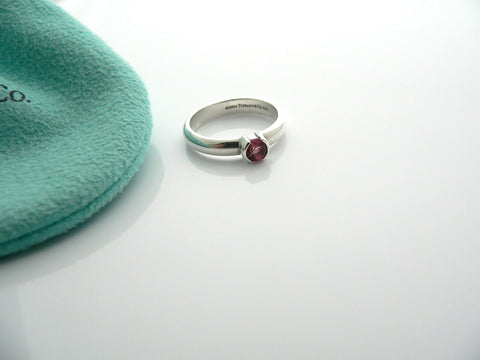 Tiffany & Co Silver Pink Tourmaline Ring Band Sz 4.75 Gemstone Stacking Gift