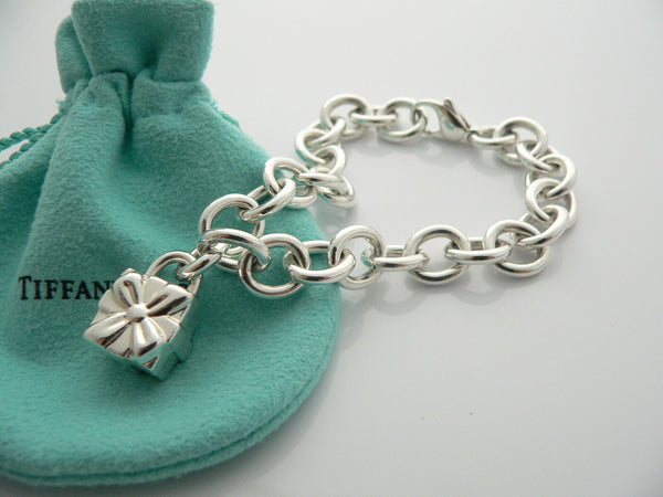 Tiffany & Co Silver Signature Gift Box Bracelet Ribbon Bow Charm Gift Pouch