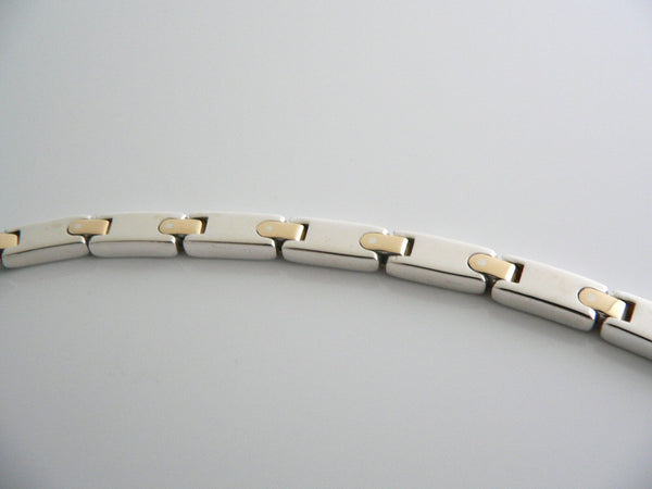 Tiffany & Co Silver Gold Rectangle Bar Link Necklace Pendant Chain Gift Love
