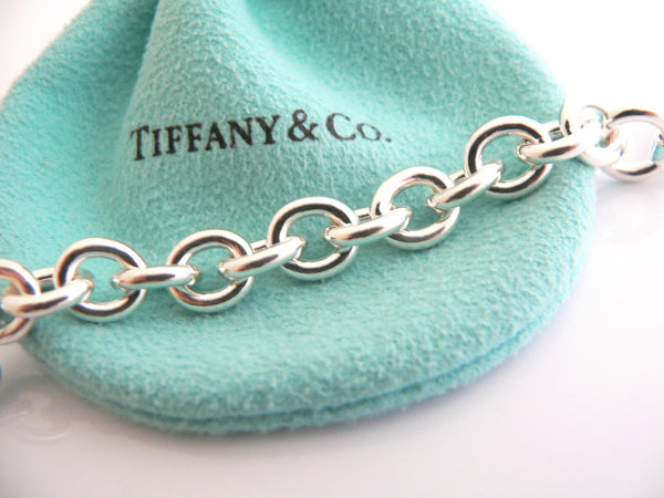 Tiffany & Co Silver Crown Princess Bracelet Bangle Charm Chain Clasp Gift Pouch