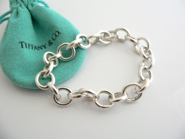 Tiffany & Co Silver Circles Link Clasp Charm Bracelet Bangle 8 Inch Gift Love