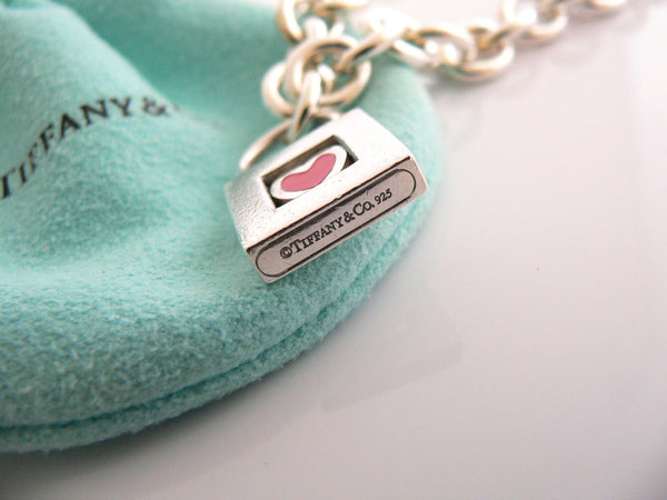 Tiffany & Co Heart Bracelet Love Padlock Red Charm Bangle Gift Pouch Hug Kisses