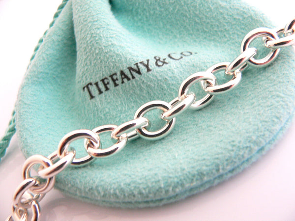 Tiffany & Co Silver HAPPY Heart Padlock Bracelet Bangle Charm Gift Pouch Love