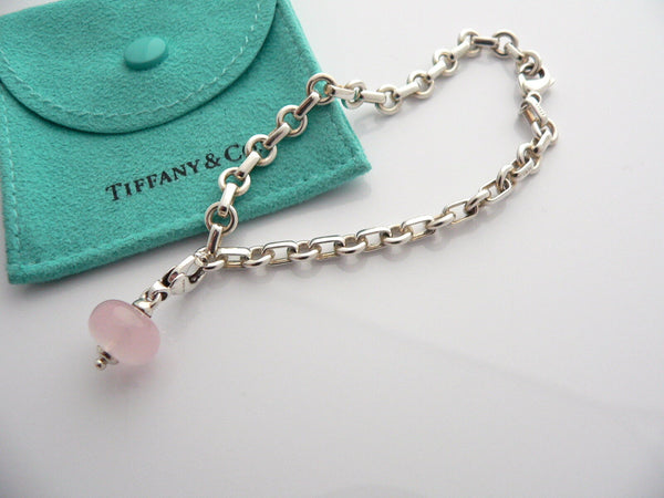 Tiffany & Co Donut Bracelet Pink Quartz Charm Rose Bangle Link Chain Love Gift