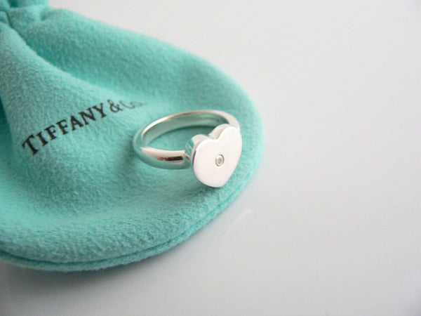 Tiffany & Co Silver Picasso Diamond Modern Heart Ring Band Sz 6 Gift Love Pouch