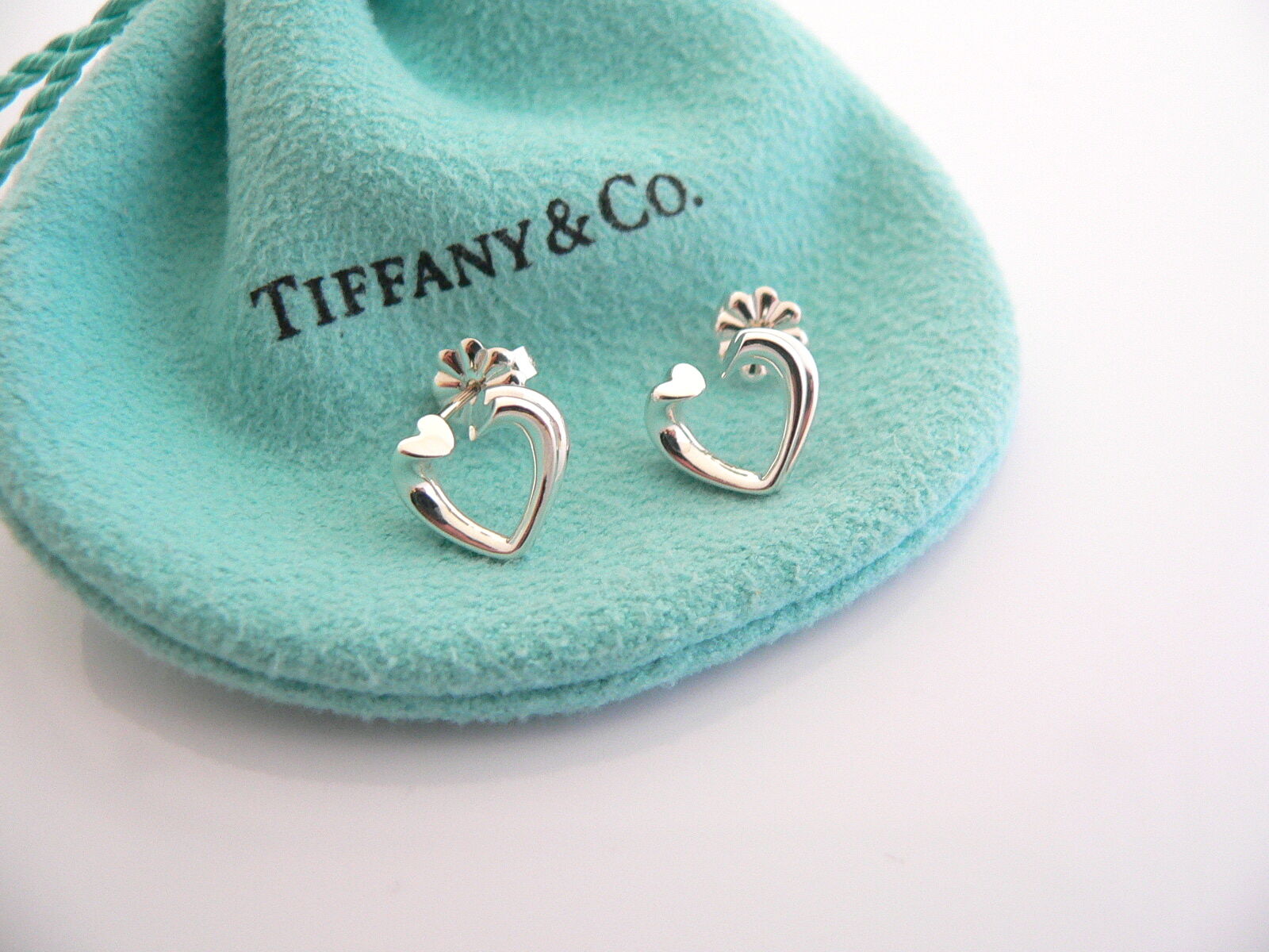 Tiffany Co Silver Picasso Tenderness Heart Hearts Earrings Studs