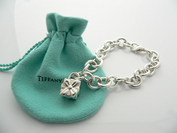 Tiffany & Co Silver Signature Gift Box Bracelet Ribbon Bow Charm Gift Pouch